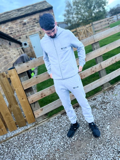 Men's deep crotch joggers and zip up hooded tracksuit